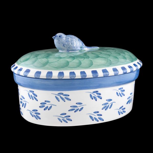 Villeroy & Boch Gallo Design Switch 3 Covered Bowl Ceramic Blue Leaves