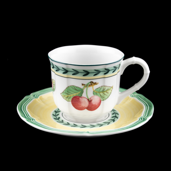 Villeroy & Boch French Garden Demitasse Espresso Cup & Saucer Vitro Porcelain In Excellent Condition
