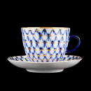 Lomonosow Cobalt Net (Kobaltnetz) Coffee Cup & Saucer