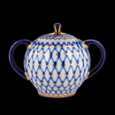 Lomonosow Cobalt Net (Kobaltnetz) Sugar Bowl & Lid