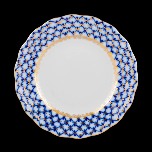 Lomonosow Cobalt Net (Kobaltnetz) Breakfast Plate 18 cm Type I