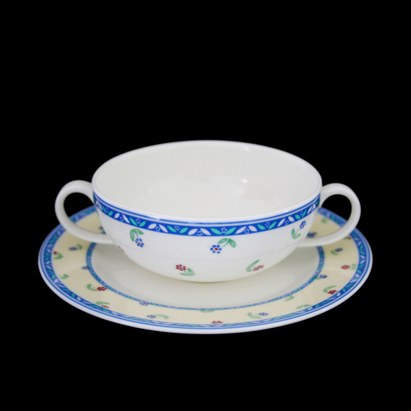 Villeroy & Boch Adeline Cream Soup Bowl & Saucer In Excellent Condition